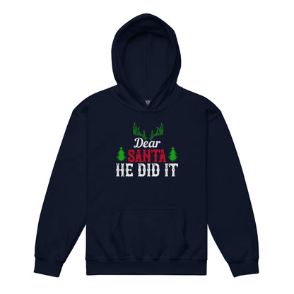 Dear Santa, He Did It Christmas Kids Hoodie