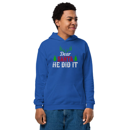 Dear Santa, He Did It Christmas Kids Hoodie