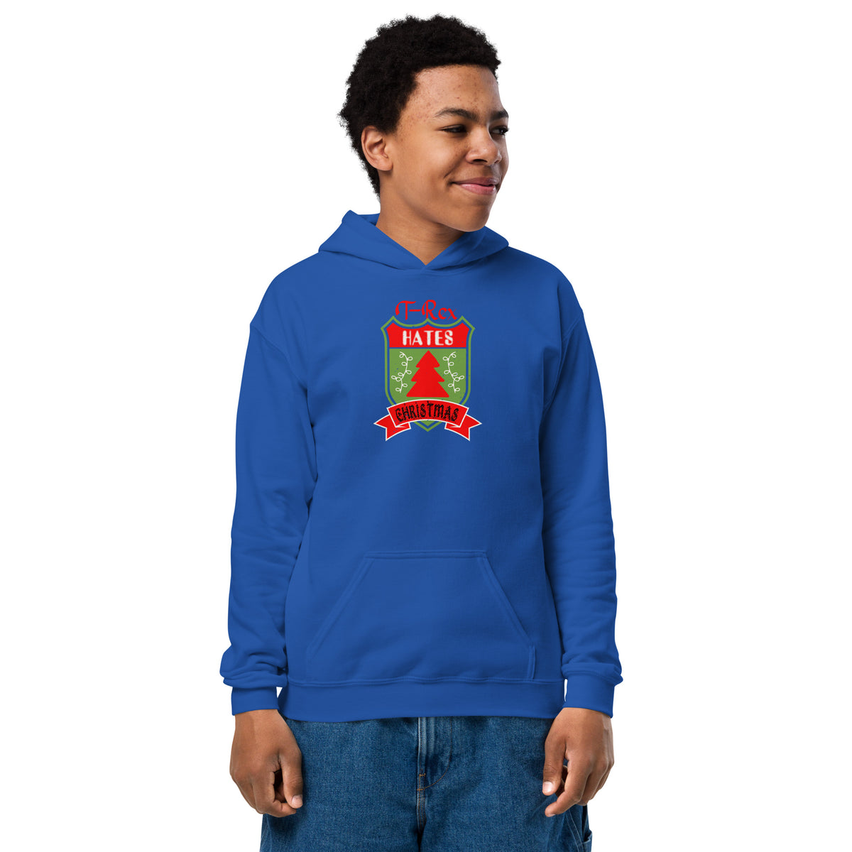 T-Rex Hates Christmas Kids Hoodie
