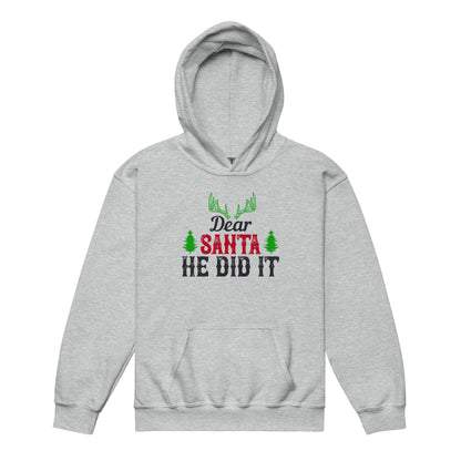 Dear Santa, He Did It Christmas Kids Hoodie