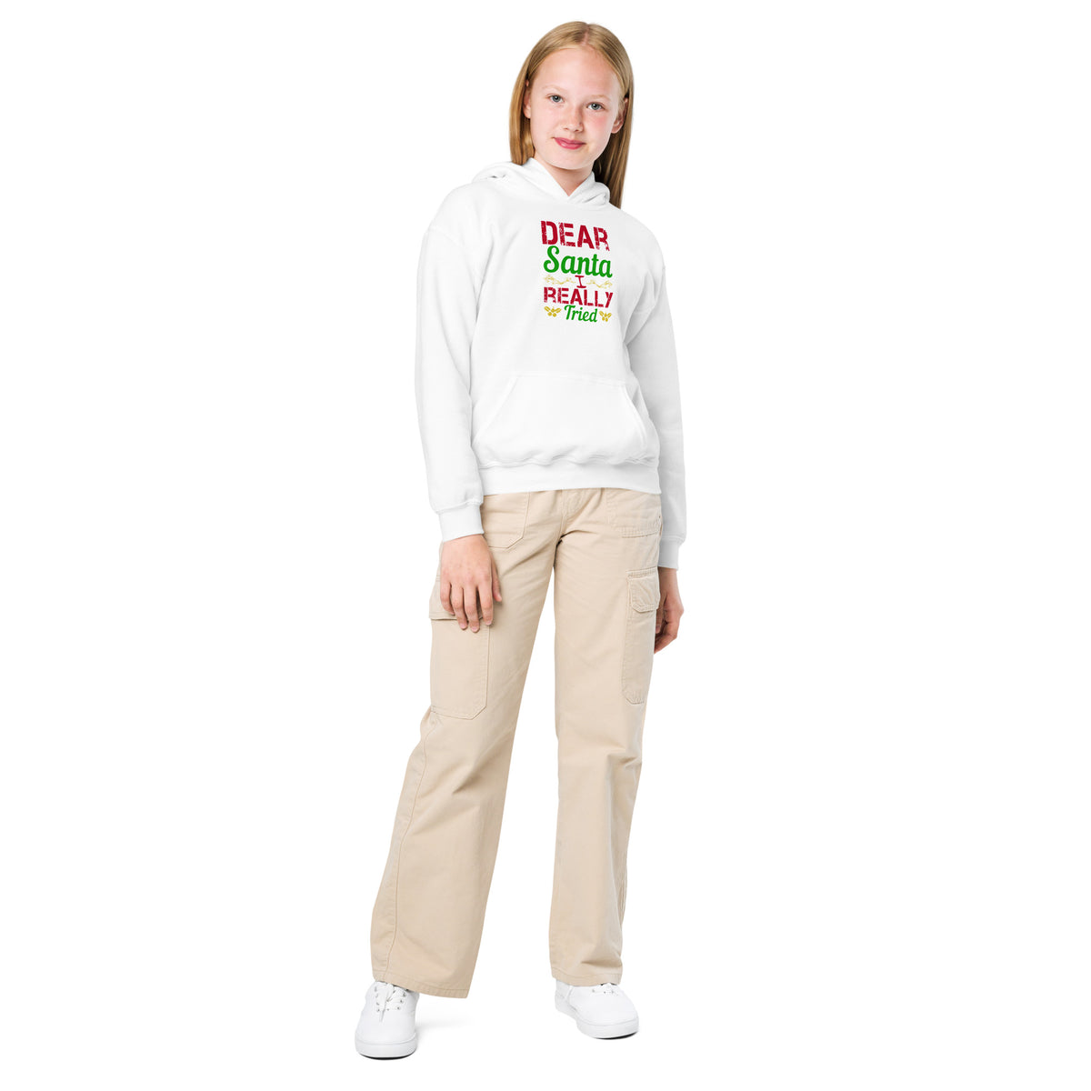 Dear Santa, I Really Tried Christmas Kids Hoodie