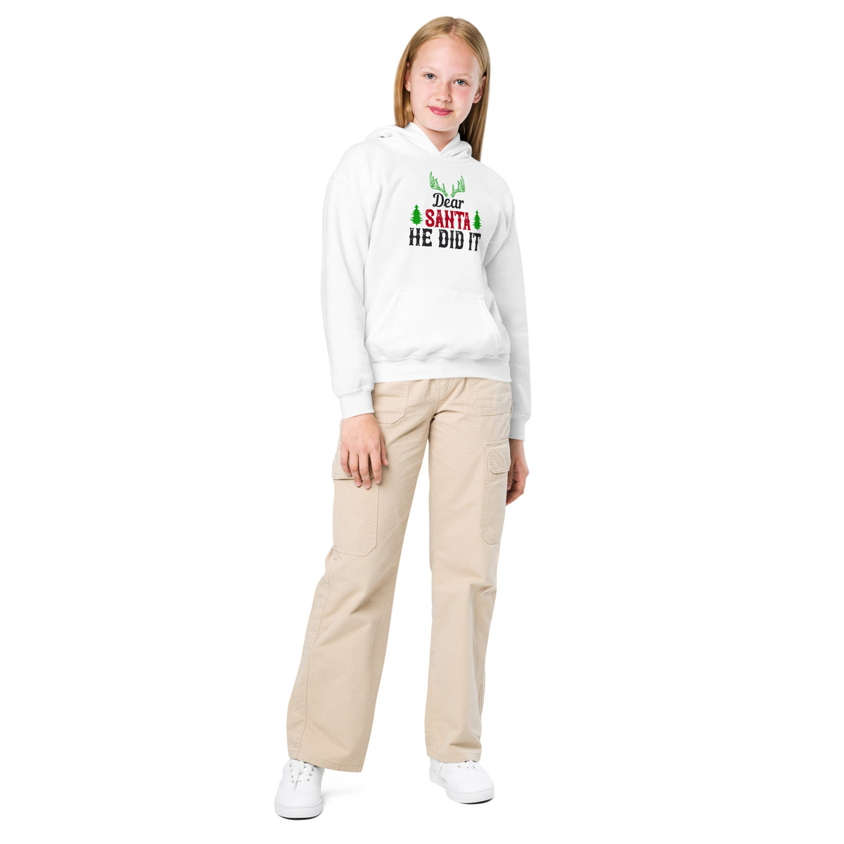 Dear Santa, He Did It Christmas Kids Hoodie