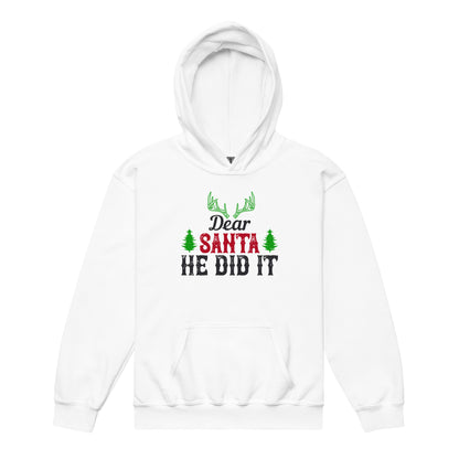 Dear Santa, He Did It Christmas Kids Hoodie