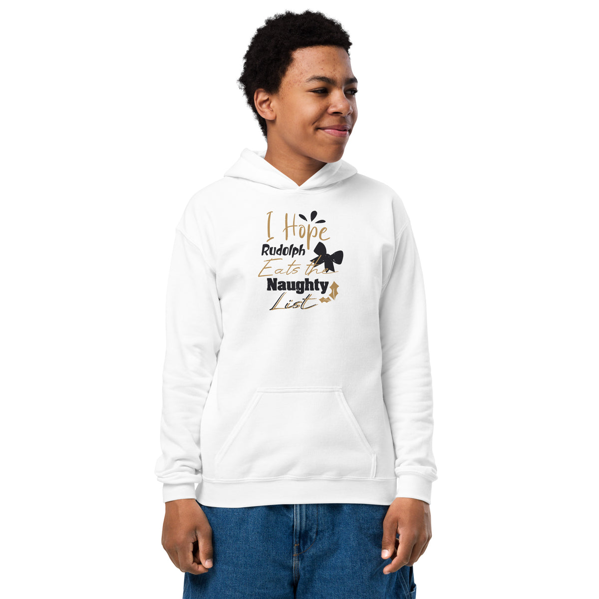 I Hope Rudolph Eats the Naughty List Christmas Kids Hoodie