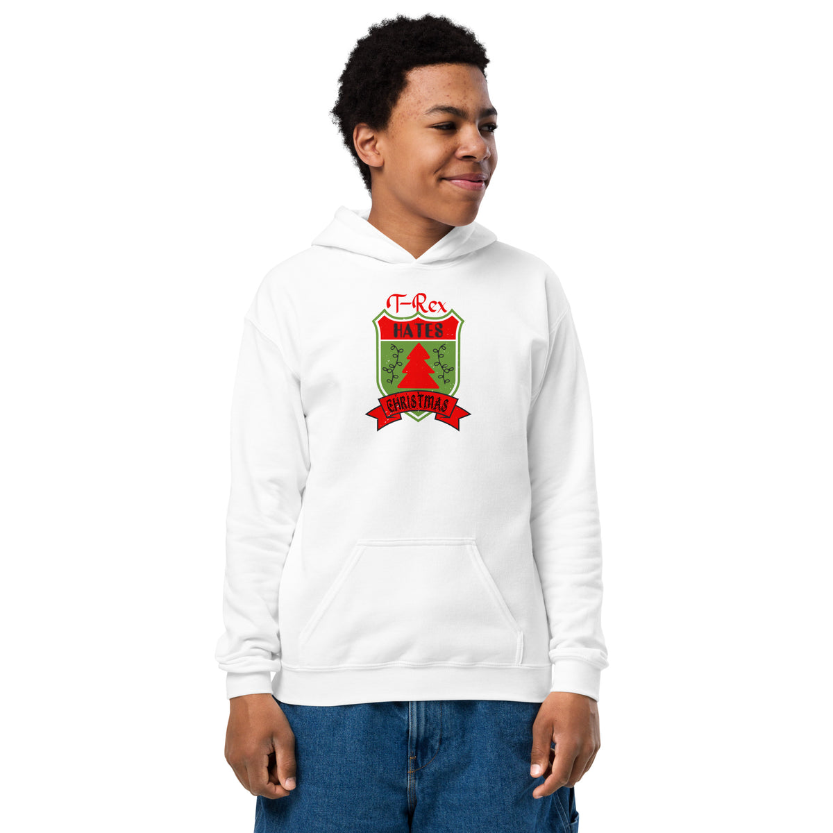 T-Rex Hates Christmas Kids Hoodie