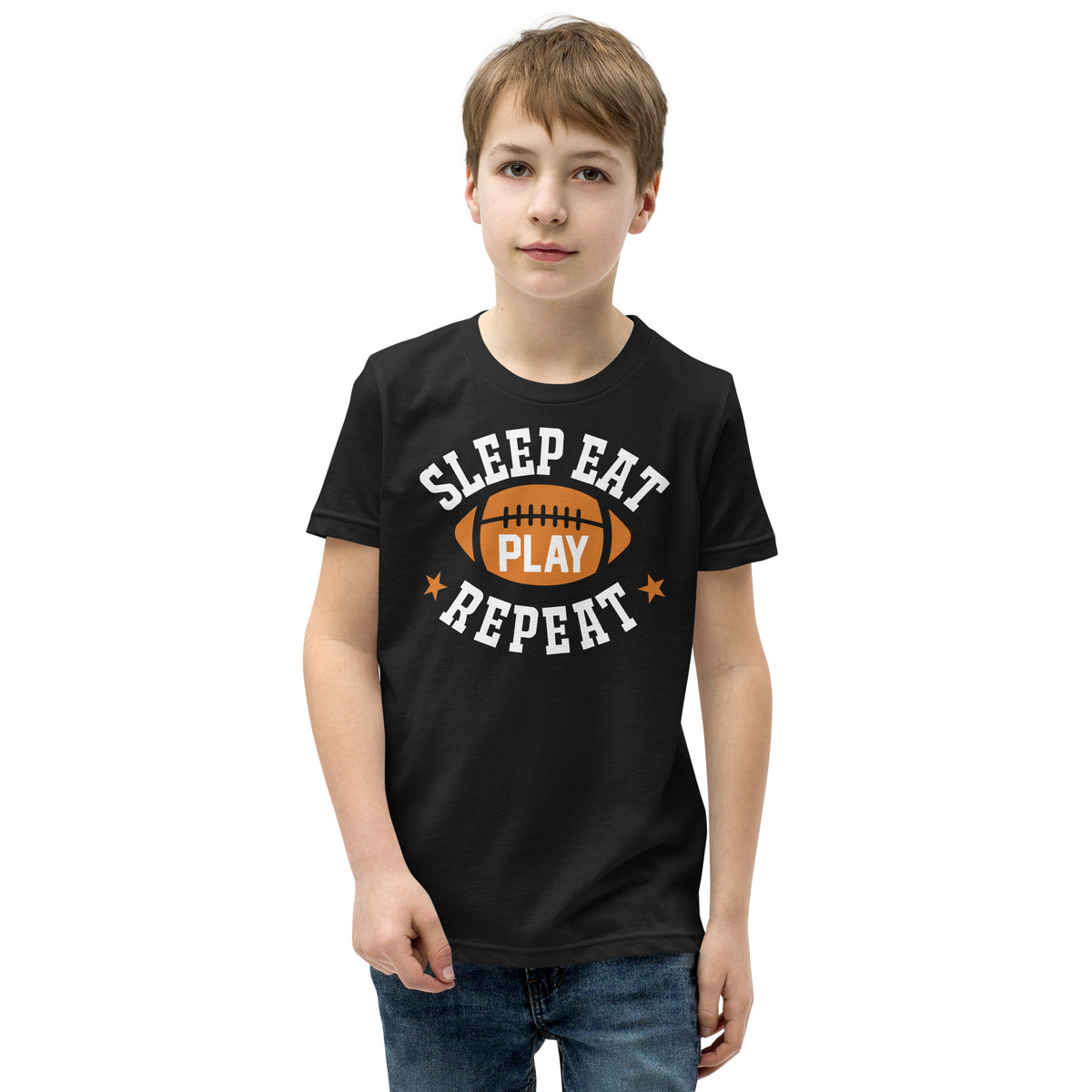 Sleep Eat Play Repeat Football Kids T-Shirt