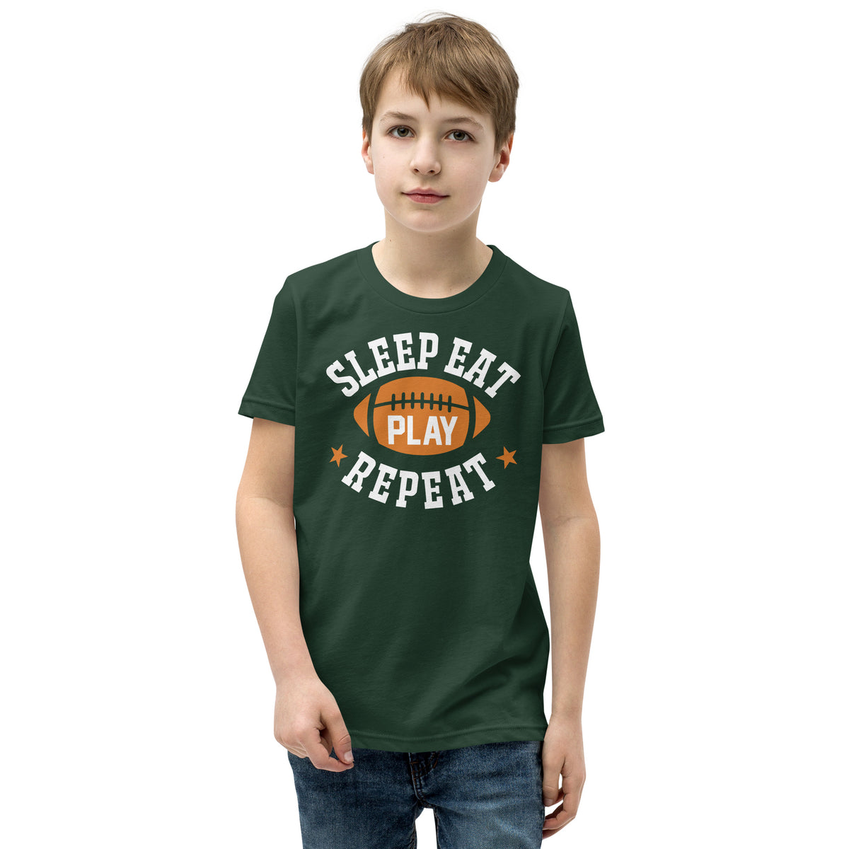 Sleep Eat Play Repeat Football Kids T-Shirt