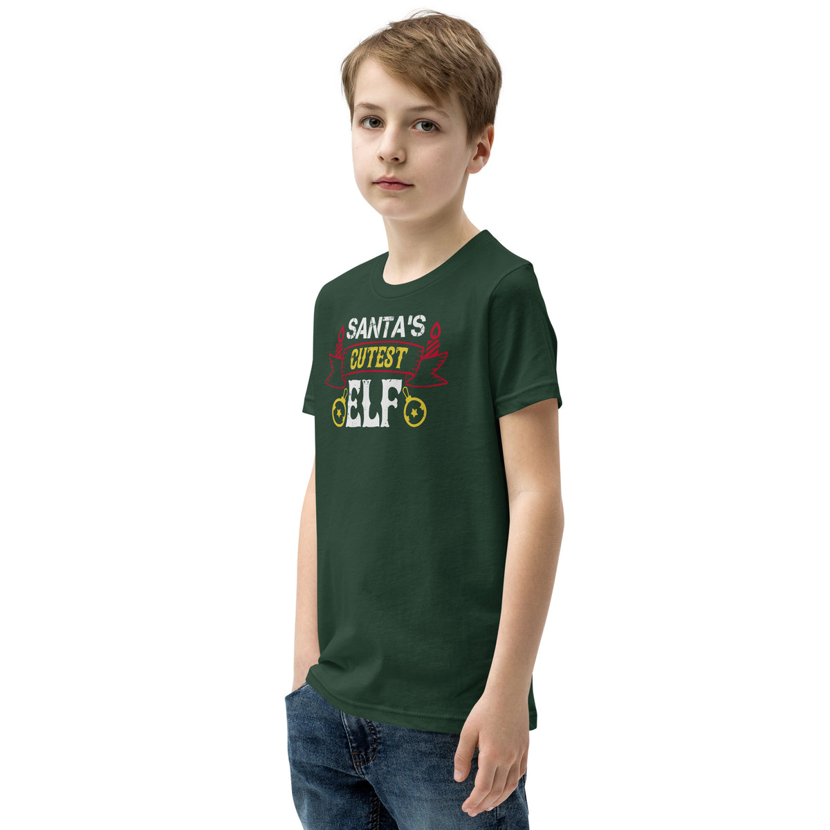 Santa's Cutest Elf Christmas Kids T-Shirt