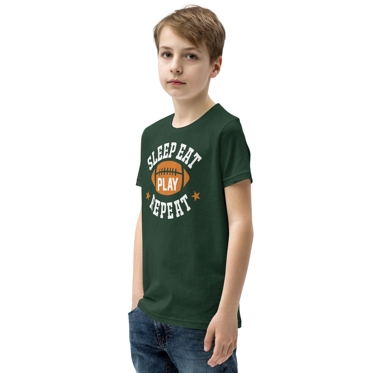 Sleep Eat Play Repeat Football Kids T-Shirt