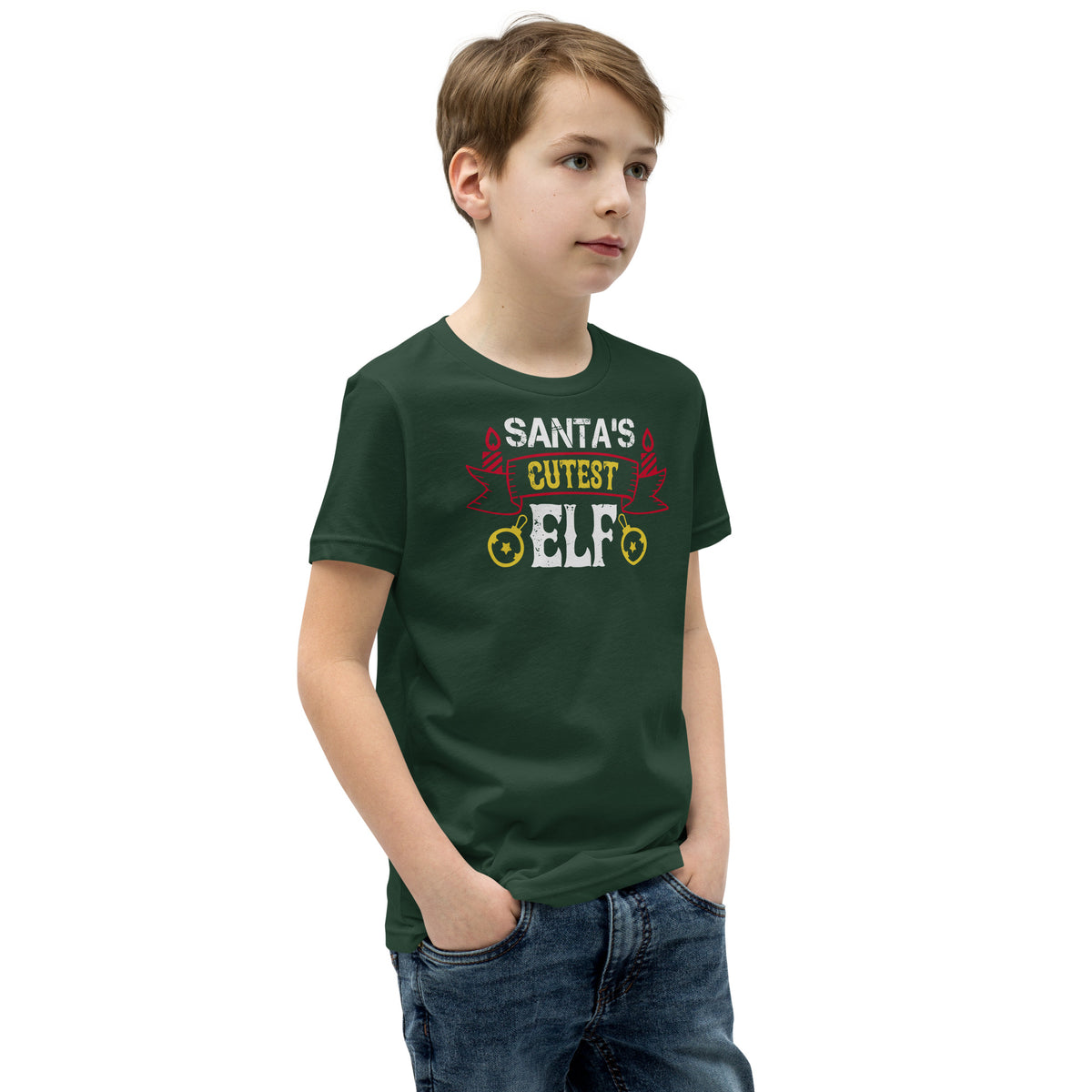 Santa's Cutest Elf Christmas Kids T-Shirt
