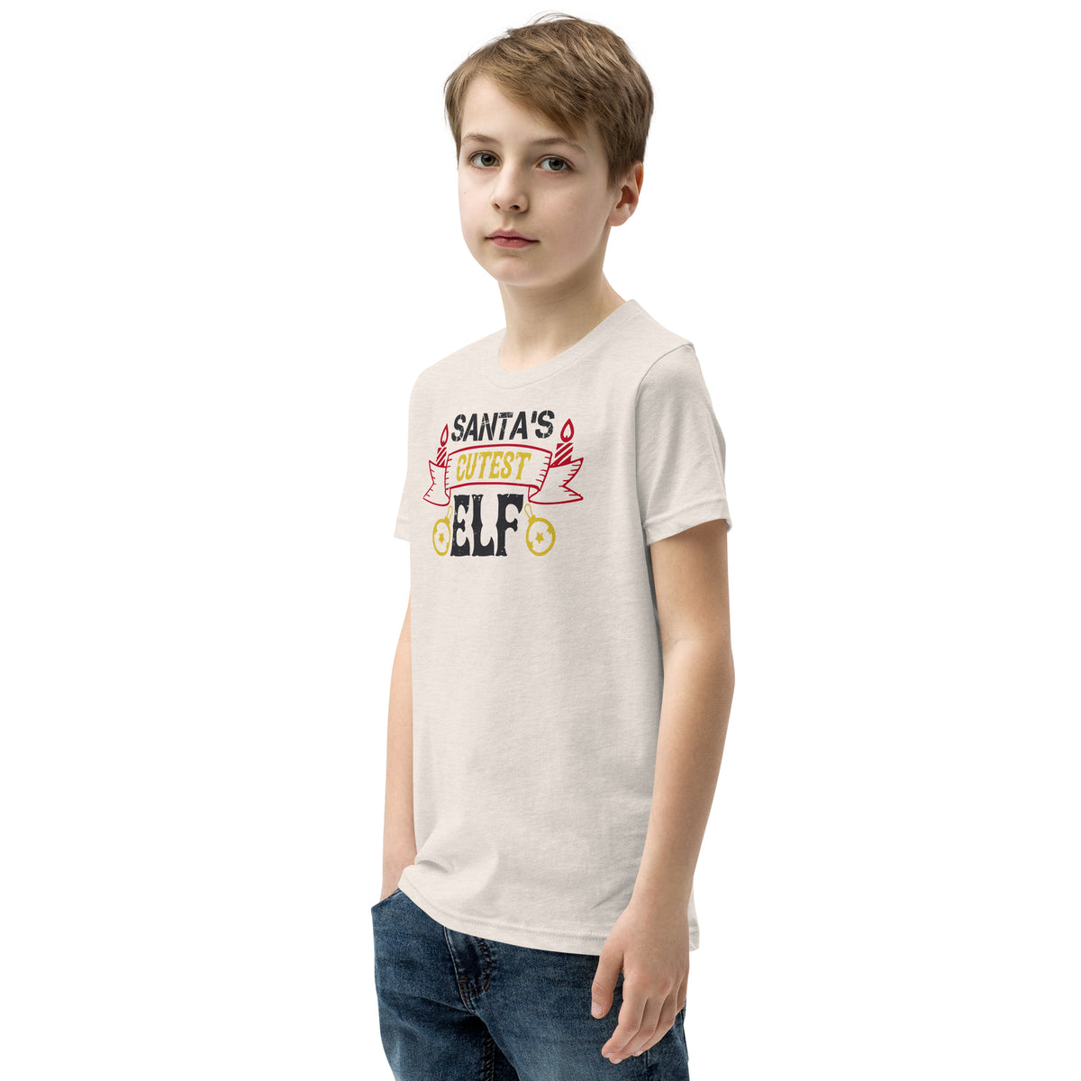 Santa's Cutest Elf Christmas Kids T-Shirt