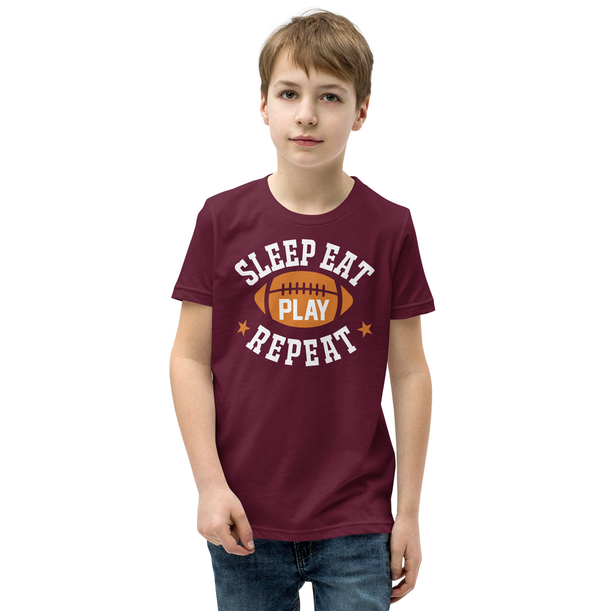 Sleep Eat Play Repeat Football Kids T-Shirt