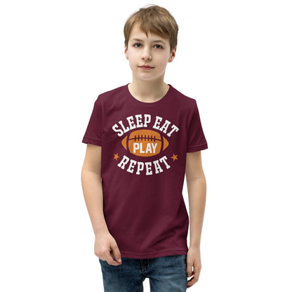 Sleep Eat Play Repeat Football Kids T-Shirt