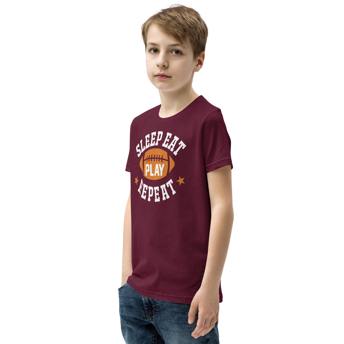 Sleep Eat Play Repeat Football Kids T-Shirt