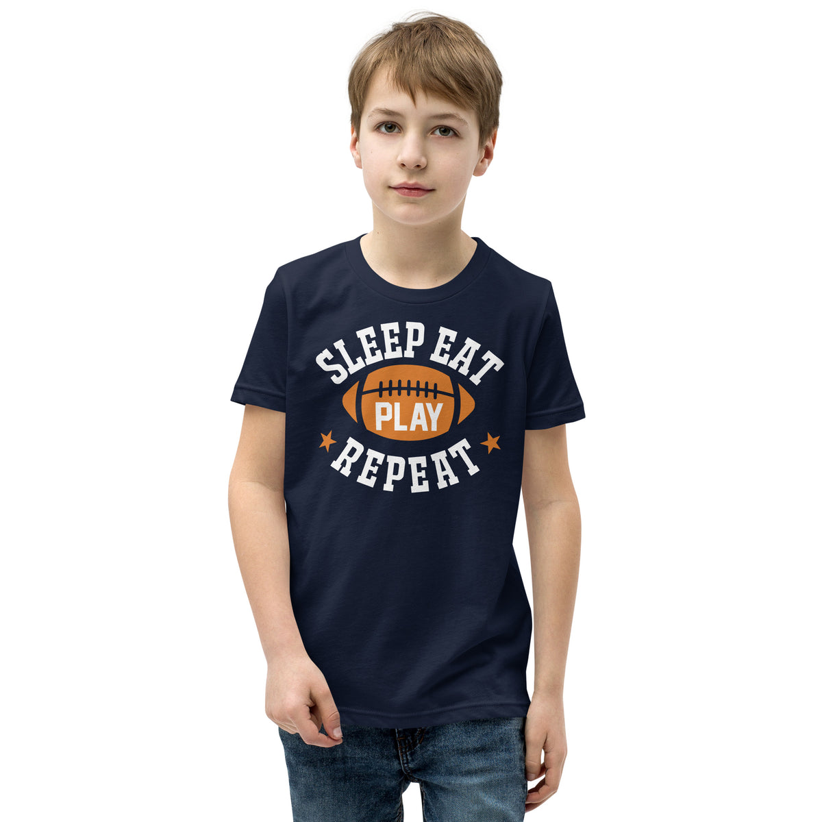 Sleep Eat Play Repeat Football Kids T-Shirt