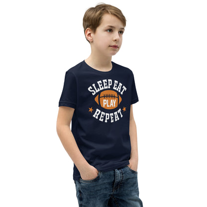 Sleep Eat Play Repeat Football Kids T-Shirt