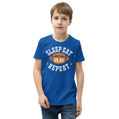 Sleep Eat Play Repeat Football Kids T-Shirt
