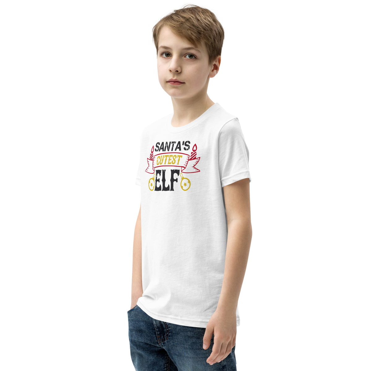 Santa's Cutest Elf Christmas Kids T-Shirt